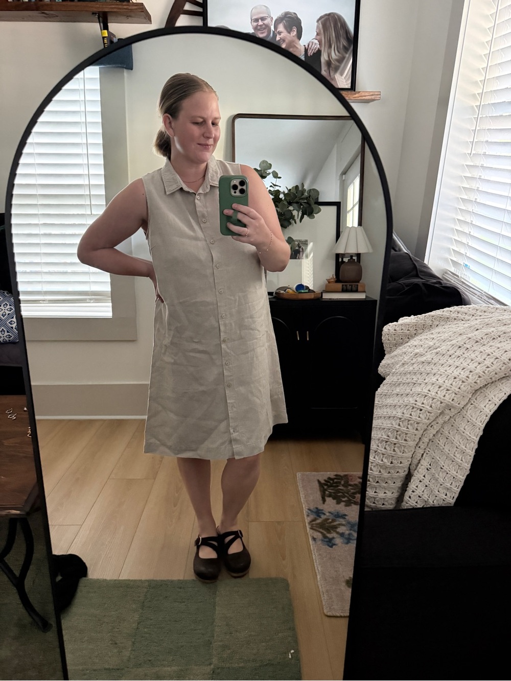 Garnet Hill Classic Linen Shirtdress in sand